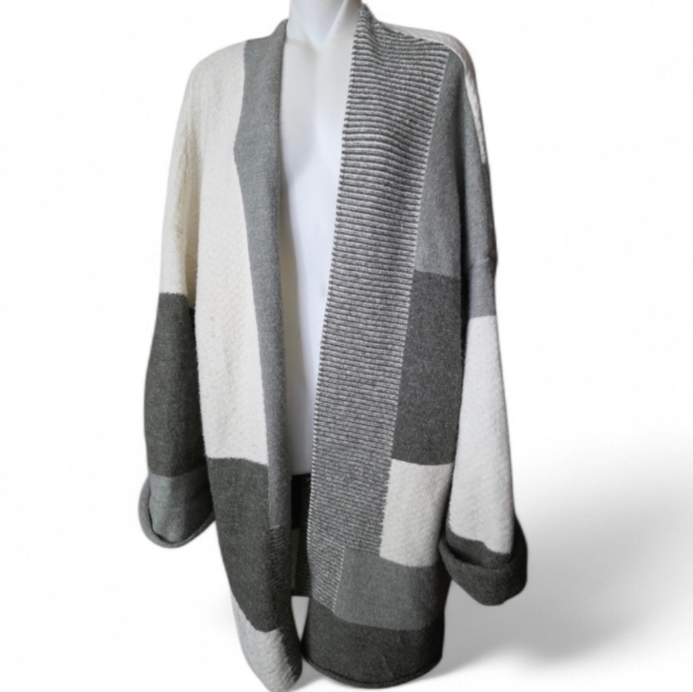 Cyrus Gray and Cream Colorblock Cardigan
